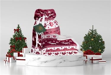 Joulu Coral Fleecepeitto - 150 x 200 cm, Tummanpunainen-2