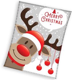 Joulu "Merry Christmas" Fleecehuopa 150 x 200 cm