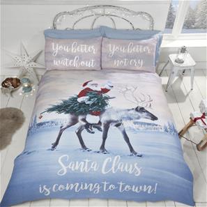 Joulupukki ''Santa's Coming to Town'' vuodevaatteet 200x200cm