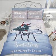 Joulupukki ''Santa's Coming to Town'' vuodevaatteet 220x230cm