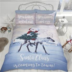 Joulupukki ''Santa's Coming to Town'' vuodevaatteet 220x230cm