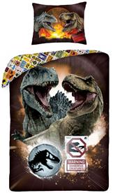 Jurassic World ''Varoitus!'' vuodevaatteet - 100 prosenttia puuvillaa.