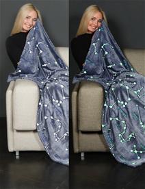 KANGURU Pimeässä hehkuva tähtikuviot peitto/viltti 130 x 150 cm -3