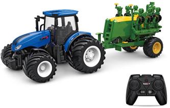 Kauko-ohjattava traktori ja kylvöperävaunu 1:24 metalliseos 2.4G