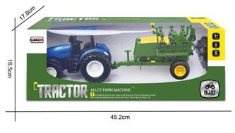 Kauko-ohjattava traktori ja kylvöperävaunu 1:24 metalliseos 2.4G-2