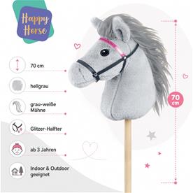 Keppihevonen – kimaltavat suitset, harmaa, 70 cm-2