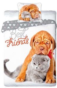 Koira ja Kissa ''Best Friends'' vuodevaatteet - 100 prosenttia puuvillaa.