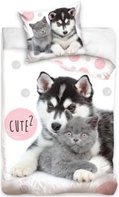 Koiran- ja Kissanpentu ''Cute'' vuodevaatteet 140 x 200, 100 % puuvillaa.