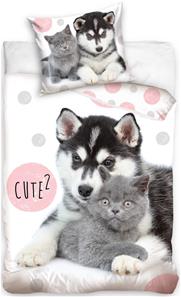 Koiran- ja Kissanpentu ''Cute'' vuodevaatteet 140 x 200, 100 % puuvillaa.