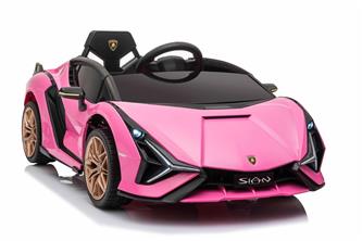Lamborghini Sian sähköauto lapsille 12V Litium, pink-12