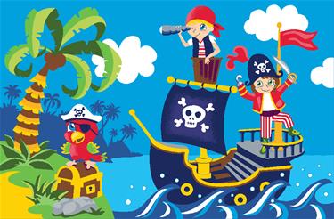 Lasten Pirates matto 120x80 cm