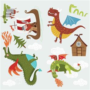 Lohikäärmeet ja viikingit seinätarrat-5