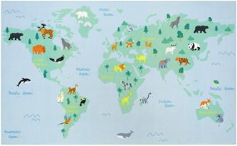 Maailman kartta De Luxe lasten matto 120 x 195 cm