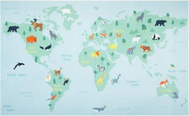 Maailman kartta De Luxe lasten matto 120x200 cm