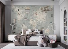 Maailmankartta tapetti 243 x 305 cm