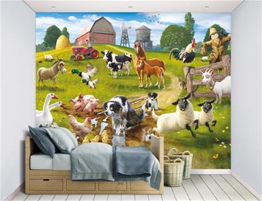 Maatilan hauska tapetti 243 x 305 cm