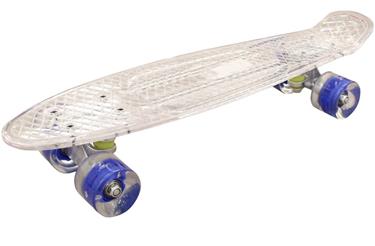   MCU-Sport Valkoinen läpinäkyvä LED-valo rullalauta + ABEC7