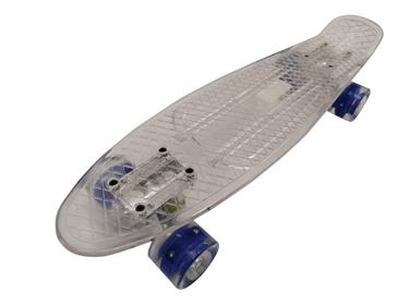   MCU-Sport Valkoinen läpinäkyvä LED-valo rullalauta + ABEC7-3