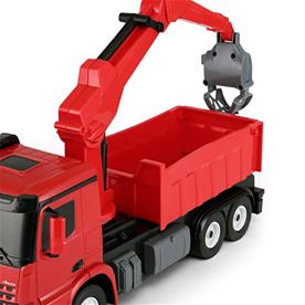 Mercedes-Benz Arocs RC-kuorma-auto nosturilla 2.4G, punainen-4