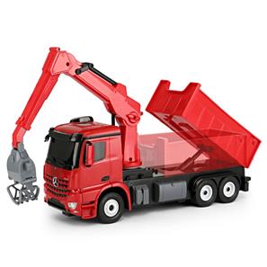 Mercedes-Benz Arocs RC-kuorma-auto nosturilla 2.4G, punainen-5