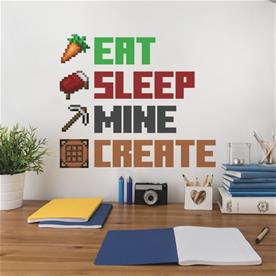 Minecraft Eat, Sleep, Mine, Create Seinätarra