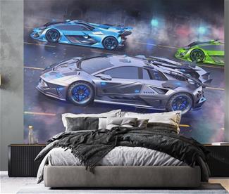 Neon Supercar tapetti 243 x 305 cm