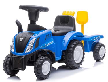 New Holland T7 Potkutraktori perävaunulla, sininen