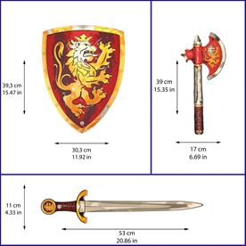 Noble Knight vaahtomiekka + kilpi + kirves, punainen-4