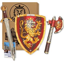 Noble Knight vaahtomiekka + kilpi + kirves, punainen-5