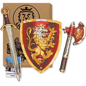 Noble Knight vaahtomiekka + kilpi + kirves, punainen-5