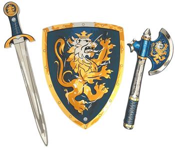 Noble Knight vaahtomiekka + kilpi + kirves, sininen