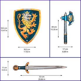 Noble Knight vaahtomiekka + kilpi + kirves, sininen-4