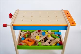 Pintoy Lasten puinen työkalupenkki tarvikkeineen-7