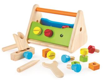 Pintoy työkalulaatikko lapsille + puisia tarvikkeita