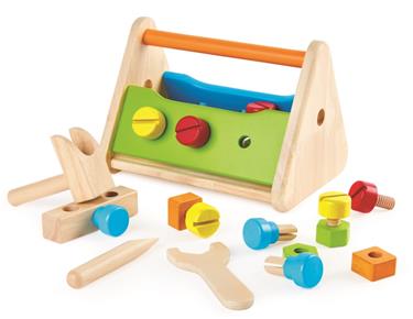 Pintoy työkalulaatikko lapsille + puisia tarvikkeita