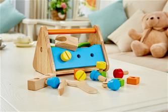 Pintoy työkalulaatikko lapsille + puisia tarvikkeita-8