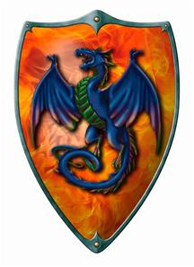 Puinen kilpi lapsille ''Fire Dragon'' 49 x 32 cm