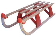 Puinen, taittuva kelkka, punainen