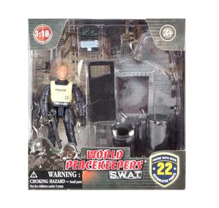 S.W.A.T. Poliisi toimintafiguuri ja seinä - Malli A 1:18-2