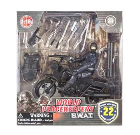 S.W.A.T. Toimintafiguuri ja moottoripyörä 1:18-2