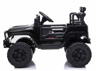 Sähkö SUV, musta 2.4G + Kumirenkaat + Nahkaistuin + Litium-6