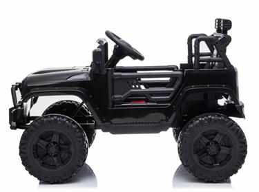 Sähkö SUV, musta 2.4G + Kumirenkaat + Nahkaistuin + Litium-6