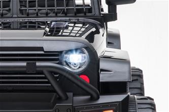 Sähkö SUV, musta 2.4G + Kumirenkaat + Nahkaistuin + Litium-7