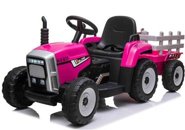 Sähkötraktori perävaunulla Pink 12V Litium