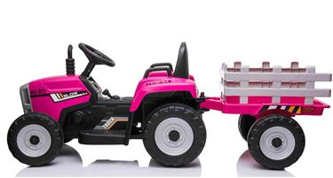 Sähkötraktori perävaunulla Pink 12V Litium-2
