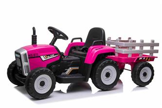 Sähkötraktori perävaunulla Pink 12V Litium-7