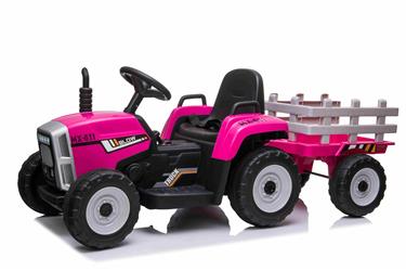 Sähkötraktori perävaunulla Pink 12V Litium-7
