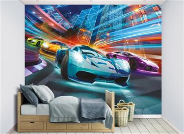 Supercar katuautoilun tapetti 243 x 305 cm