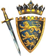 Triple Lion -set, vaahtomiekka + kilpi + kruunu