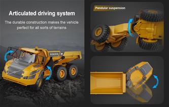 Volvo A40G Kauko-ohjattava Kippiauto 1:20 2.4G-2